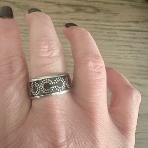 Coach Silver and Black Women's Ring Size 8